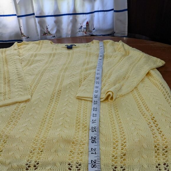 Denim & Co Bright Yellow Pointelle Knit Sweater 3XL - Picture 5 of 10
